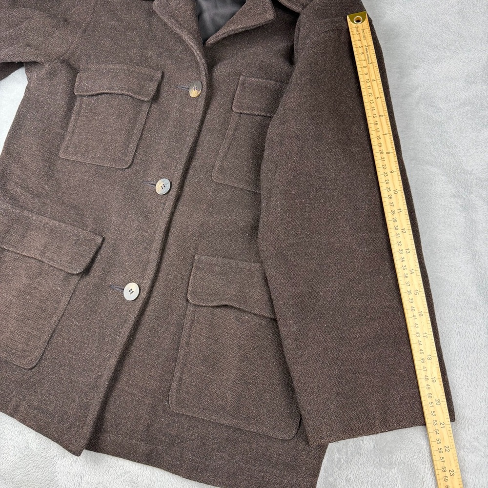 VTG 90s Woolrich Brown Wool Chore Coat Hunting Field Jacket Women's L Large USA - Picture 6 of 11